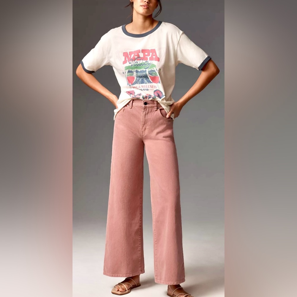NWOT Anthropologie Girl Dangerous Napa Valley Ringer Tee, Navy and Bone, Size XL